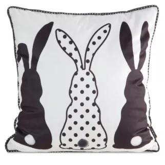 Poszewka na poduszkę 45x45 cm welwetowa i elegancką lamówką na brzegach czarno, biała WIOSNA 4 Eurofirany