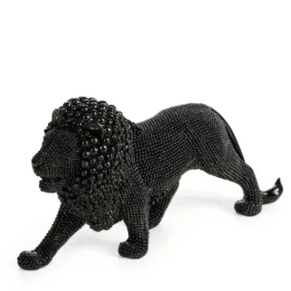 Figurka czarna w kształcie Lwa o drobnym strukturalnym wzorze 23x6x12 cm ELDO 3 Eurofirany
