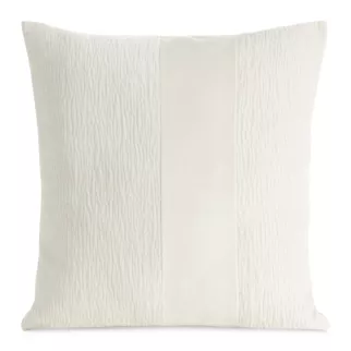 Poszewka na poduszkę 45x45 cm kremowa szenilowa zdobiona pionowym pasem z welwetu CARLA 05 Eurofirany