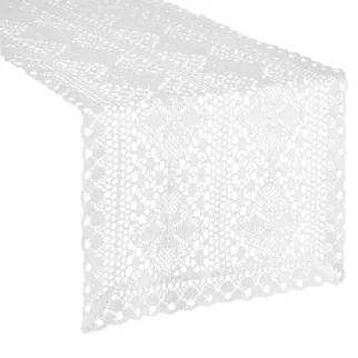 Bieżnik na stół 40x140 cm biały ażurowy MARY w stylu boho Eurofirany
