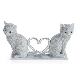 Figurka srebrna w kształcie uroczych kotków o drobnym strukturalnym wzorze 22x7x12 cm ELDO Eurofirany
