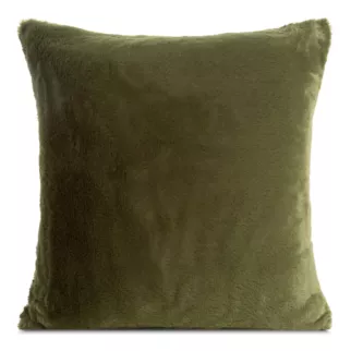 Poszewka na poduszkę 60x60 cm oliwkowa z miękkiej futrzanej tkaniny NINA Eurofirany
