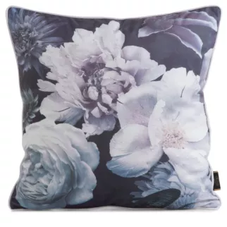 Poszewka na poduszkę 45x45 cm welwetowa, dwustronna z motywem kwiatów z wypustką na brzegach fioletowo, czarna VELVET 134 EUROFIRANY PREMIUM