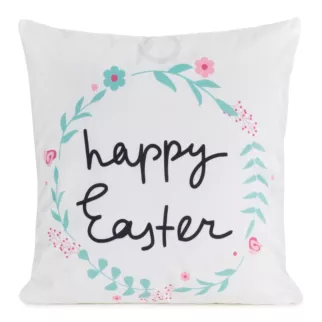 Poszewka na poduszkę 45x45 cm z weluru zdobiona subtelnym nadrukiem biało, czarna WIOSNA 4 Eurofirany