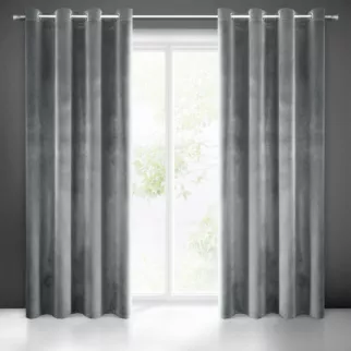 Zasłona grafitowa z połyskiem, welwetowa 140x250 cm na przelotka SAMANTA Eurofirany