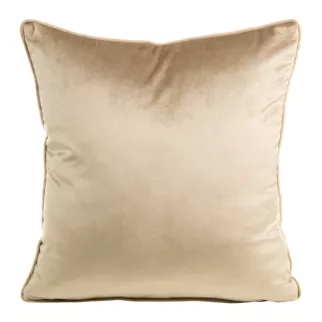 Poszewka na poduszkę 40x40 cm welwetowa, dwukolorowa z ozdobną wypustką na brzegach ciemnobeżowa, ciemnoniebieska MEL Eurofirany