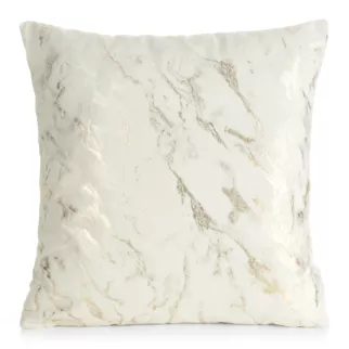 Poszewka na poduszkę 45x45 cm welwetowa zdobiona lśniącym marmurkowym wzorem kremowo, złocista DORIS DESIGN 95 Eurofirany