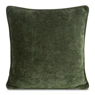 Poszewka na poduszkę 45x45 cm oliwkowa z szenilowej garbowanej tkaniny i wypustką na brzegach KLARA 02 Eurofirany