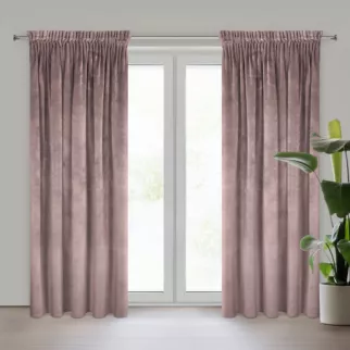 Zasłona pudrowo różowa z ekskluzywnego matowego welwetu 140x270 cm taśma RIA Diva Line Eurofirany