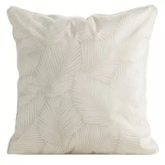 Poszewka na poduszkę 45x45 cm z tkaniny wodoodpornej na taras oraz balkon zdobiona motywem roślinnym biało, beżowa GARDEN Eurofirany