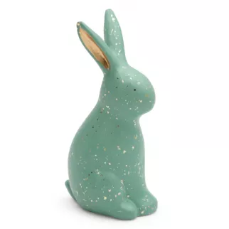 Figurka dekoracyjna wielkanocna z glinki ceramicznej zdobiona lśniącymi drobinkami Eurofirany