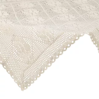 Bieżnik na stół 85x85 cm  jasnobeżowy ażurowy ROSALY w stylu boho Eurofirany