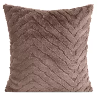 Poszewka na poduszkę 45x45 cm ciemnobeżowa futrzana z wytłaczanym wzorem KATE Eurofirany