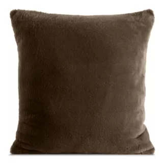 Poszewka na poduszkę 45x45 cm ciemnobrązowa z miękkiej futrzanej tkaniny NINA Eurofirany