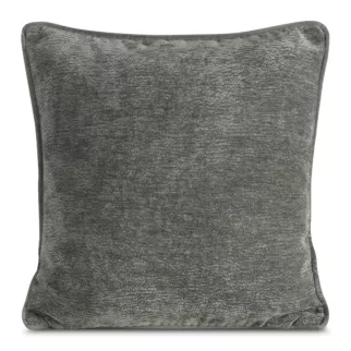Poszewka na poduszkę 45x45 cm stalowa z szenilowej garbowanej tkaniny i wypustką na brzegach KLARA 03 Eurofirany