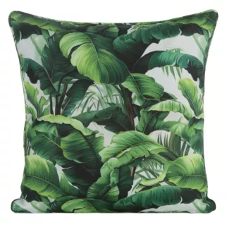 Poszewka na poduszkę 45x45 cm z tkaniny wodoodpornej na taras oraz balkon zdobiona nadrukiem egzotycznych liści zielono, biała GARDEN Eurofirany