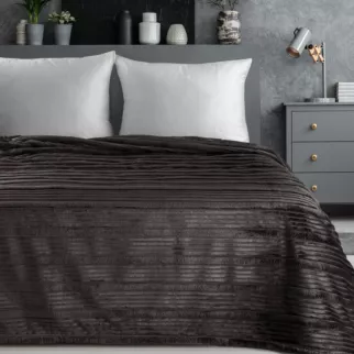 Koc 150x200 cm stalowy, typu flano z wzorem 3D NINA Eurofirany