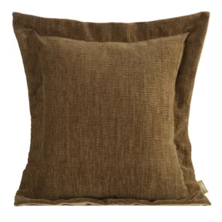 Poszewka na poduszkę  55x55 cm z szenilowej tkaniny jasnobrązowa o widocznym ozdobnym splocie Eva Minge Elegante Eurofirany