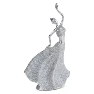 Figurka srebrna w kształcie baletnicy o drobnym strukturalnym wzorze 14x7x26 cm ELDO Eurofirany