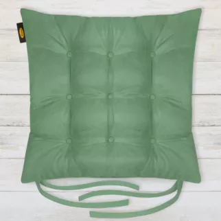 Poduszka na krzesło dwustronna 40 x 40 x 6 cm welurowa miętowa z dziewięcioma pikowaniami ADORE Eurofirany