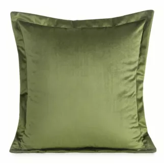 Poszewka na poduszkę 45x45 cm welwetowa z ozdobnymi brzegami oliwkowa RIA DIVA LINE Eurofirany