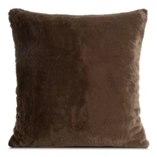 Poszewka na poduszkę 60x60 cm ciemnobrązowa z miękkiej futrzanej tkaniny NINA Eurofirany