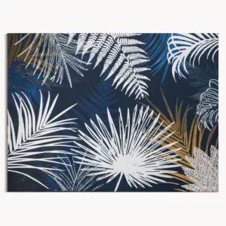 Obraz nadruk na płótnie w stylu botanicznym w granatowo- złotej kolorystyce