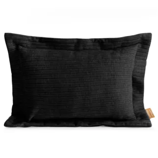 Poszewka na poduszkę  40x60 cm z szenilowej tkaniny czarna w drobne prążki Eva Minge Elegante Eurofirany
