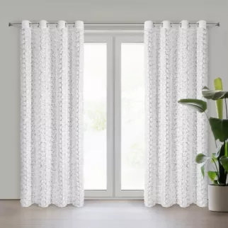 Zasłona biała z szyfonu zdobiona różami 3D 140x250 cm przelotka - ROSES Eva Minge Eurofirany
