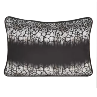 Poszewka 30x45 cm welwetowa czarno, biała zdobiona designerskim nadrukiem z kolekcji EVA 17 C Eva Minge Eurofirany