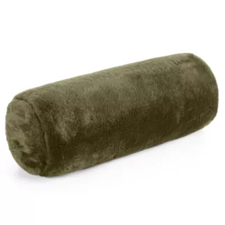 Poduszka wałek 15x45 cm oliwkowa z miękkiej futrzanej tkaniny  NINA Eurofirany