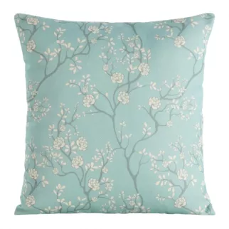 Poszewka na poduszkę 45x45 cm zdobiona kwiatowym printem miętowo, kremowa FLORE 1 Eurofirany