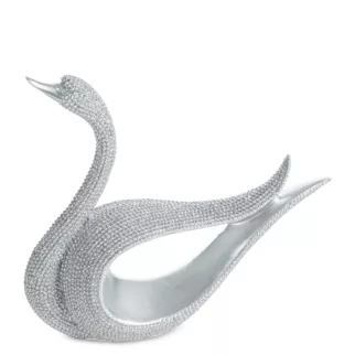 Figurka srebrna w kształcie łabędzia o drobnym strukturalnym wzorze 19x6x14 cm ELDO 1 Eurofirany