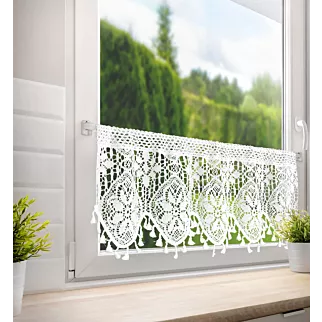 Zazdrostka biała ażurowa w stylu eko 150x30 cm tunel MOLY Eurofirany