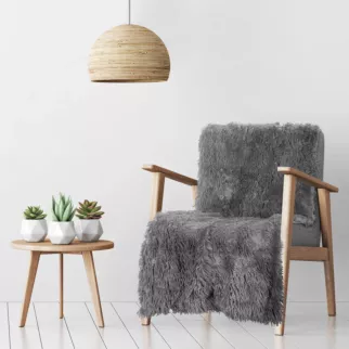 Narzuta na fotel-koc o strukturze miękkiego futra 70x160 cm srebrna TIFFANY DESIGN 91 Eurofirany