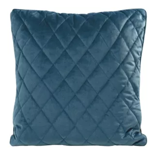 Poszewka na poduszkę 45x45 cm welwetowa pikowana we wzór karo z ozdobną wypustką na brzegach granatowa VELVET 27 EUROFIRANY PREMIUM