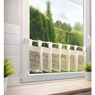 Zazdrostka jasnobeżowa z bawełny zdobiona ażurowym wzorem 150x35 cm szelki  MADDELINE Eurofirany