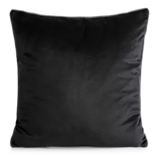 Poszewka na poduszkę 60x60 cm welwetowa o delikatnym połysku z ozdobną lamówką czarna GAJA 2 Eurofirany