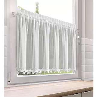 Zazdrostka biała z szyfonu zdobiona haftowaną aplikacją 60x150 cm taśma - LILI Eurofirany