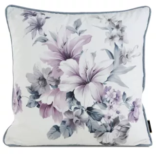 Poszewka na poduszkę 45x45 cm welwetowa, dwustronna z motywem kwiatów z wypustką na brzegach kremowo, fioletowa EUROFIRANY PREMIUM