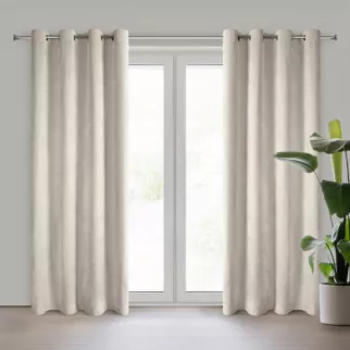 Zasłona jasnobeżowa z szenilowej tkaniny 140x250 cm przelotka - NILO Eurofirany