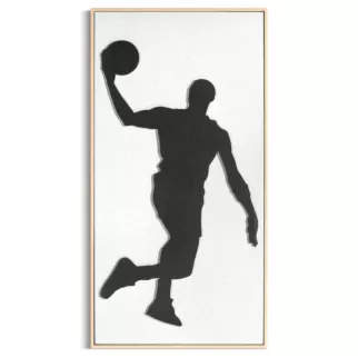 Obraz kremowo, czarny ręcznie malowany na płótnie z motywem koszykarza oprawiony w ramę 42x82 cm  Eurofirany