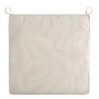 Poduszka na krzesło 42 x 42 x 4 cm wodoodporna beżowo, biała zdobione motywem palmowych liści GARDEN Eurofirany
