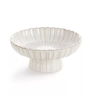 Misa ceramiczna na stopce AVRIL w stylu eko z przecieranym wzorem Eurofirany