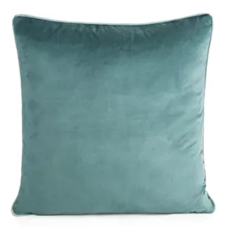 Poszewka na poduszkę 45x45 cm welwetowa o delikatnym połysku z ozdobną lamówką niebieska GAJA 2 Eurofirany