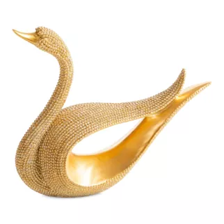 Figurka złota w kształcie łabędzia o drobnym strukturalnym wzorze 18x6x15 cm ELDO 2 Eurofirany