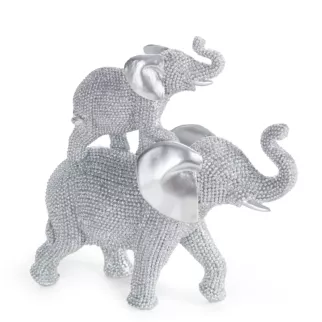 Figurka srebrna w kształcie słonia o drobnym strukturalnym wzorze 17x6x17 cm ELDO Eurofirany