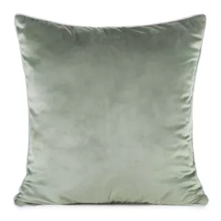 Poszewka na poduszkę 60x60 cm welwetowa o delikatnym połysku z ozdobną lamówką oliwkowa GAJA 2 Eurofirany