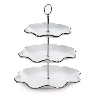 Trzypiętrowa patera dekoracyjna z glinki ceramicznej AUREN Eurofirany