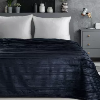 Koc 150x200 cm granatowy, typu flano z wzorem 3D NINA Eurofirany